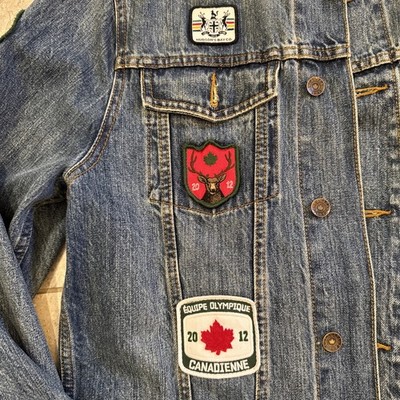 NEW Olympics Hudson's Bay Team Canada Multi Patch Jean Jacket