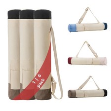 1  6 Pack Yoga Mat Tote Bag with Pocket   Tri-Color Cotton Cargo Bag for