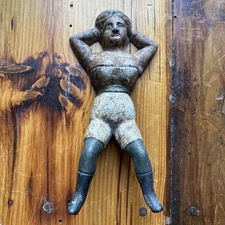 Vintage  Original Paint Naughty Nelly Boot Jack Nellie Cast Iron Woman Nude