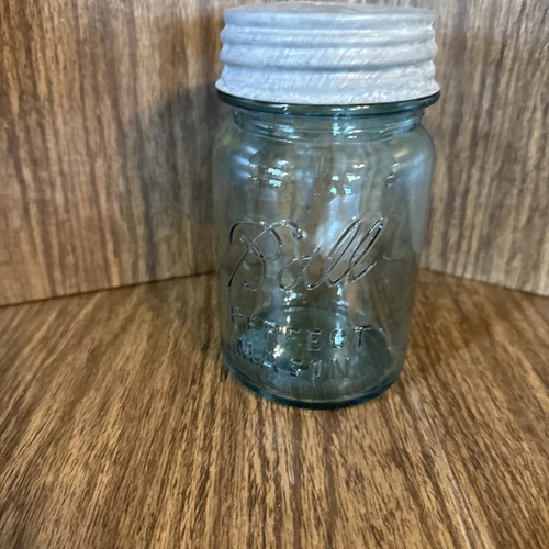 Ball Perfect Mason Pint Aqua Blue early 1923-1933 Zinc Lid Nice! #7