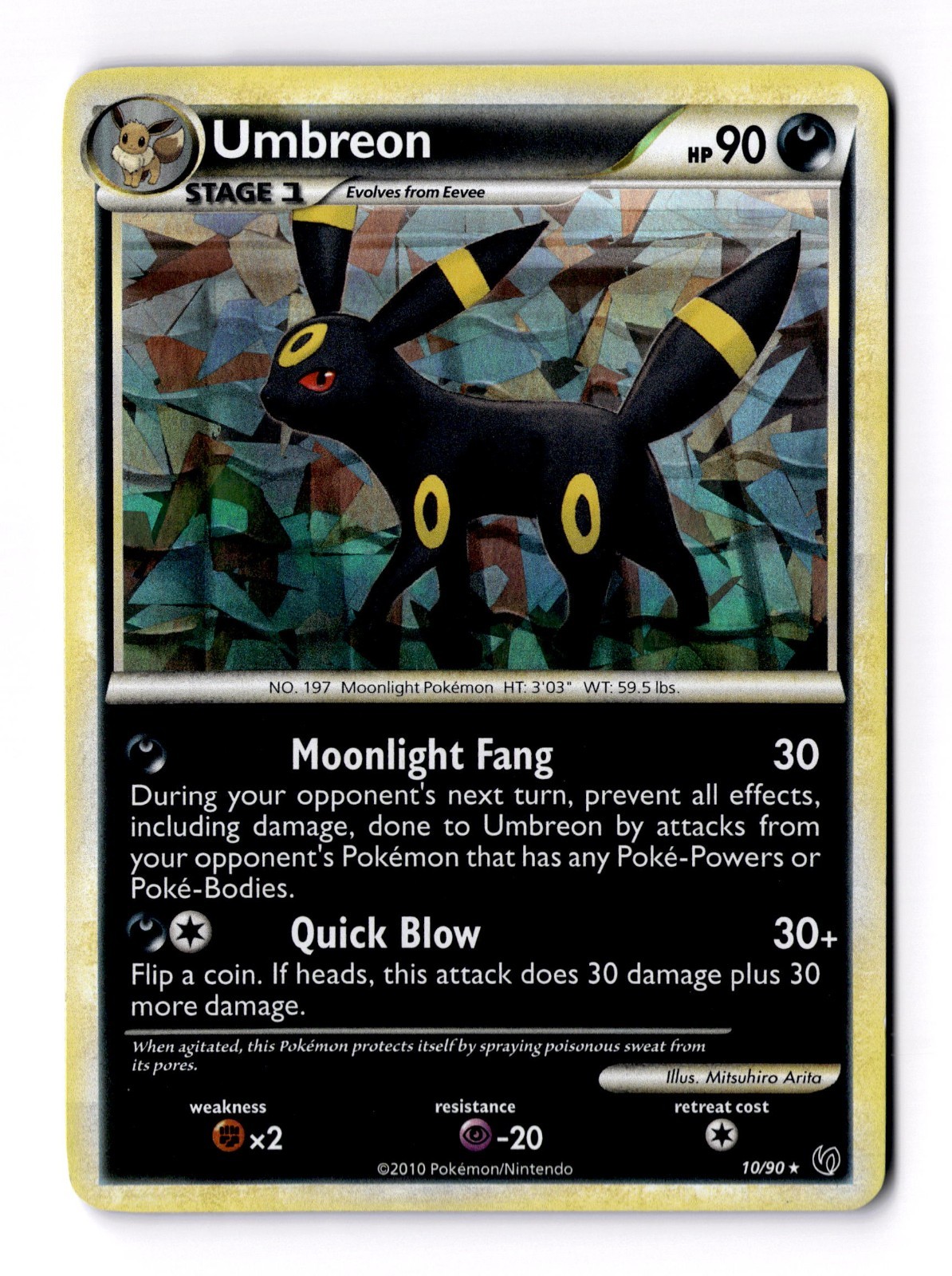 Umbreon 10/90 HGSS Undaunted Cracked Ice Holo Rare Pokemon Card LP