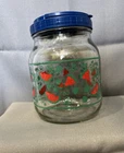 Vintage Anchor Hocking watermelon glass Jar With blue plastic screw-top lid
