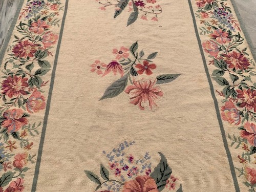 Vintage French Style Aubusson Rug Needlepoint Handmade Rug 3x5 ft Free Ship - Picture 2 of 11