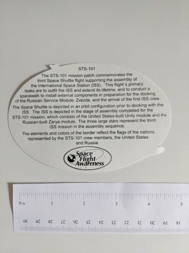 SPACE FLIGHT NASA STICKER DECAL STS-101 SPACE SHUTTLE - Picture 2 of 2