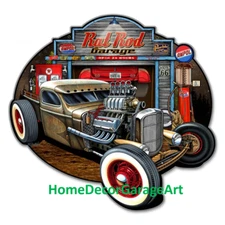 Rat Rod Garage Cutout Shape Metal Sign 3 Sizes Garage Art