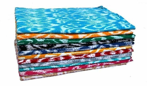 Lot of 10 Queen Ikat Kantha Quilt Bedspread Throw Summer Cotton Hippie Blanket - Picture 4 of 5