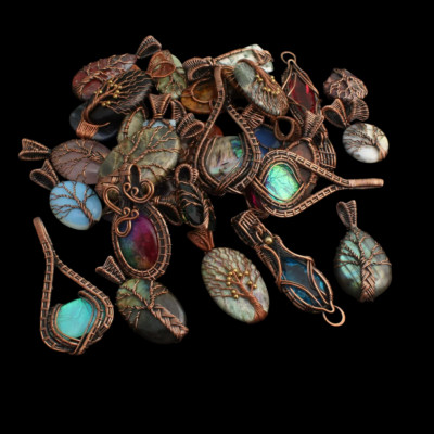 Any 20 Pis Mix Copper Wire Gemstone Handmade Pendant Lot Jewerly Gift 