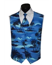 Men's Ocean Blue Tradewinds Tuxedo Vest and Bow Tie