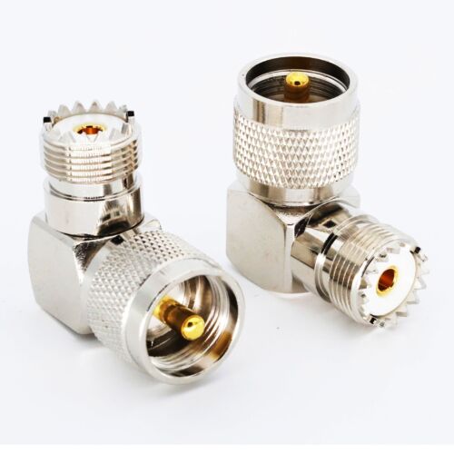 8Pcs UHF PL-259 Male Plug to SO-239 Female Right Angle 90 Degree RF Adapter - Afbeelding 1 van 3