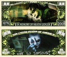 Le JOKER / HEATH LEDGER BILLET MILLION DOLLAR US série BATMAN Super Héros Comics