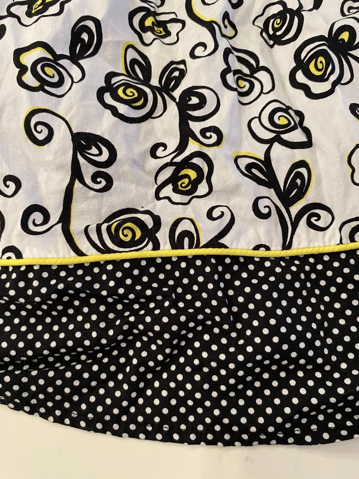 Vestido George Girls tamanho 12 branco preto amarelo elegante comprimento do joelho vestido de verão floral - Imagem 4 de 4