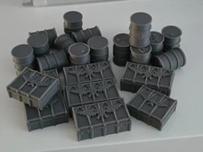 (8) Crates and (16) Barrels Grim Dark Hammer of War Scatter Terrain