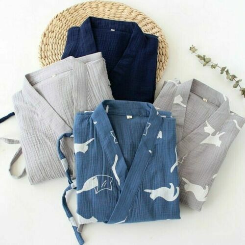 Vestaglia lunga da camera in Cotton Eco Pile - Fant.Indigo