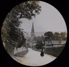 Magic Lantern Slide THE GREEN LANE EDENSOR C1890 VICTORIAN PHOTO DERBYSHIRE
