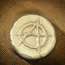 1 troy oz anarchy design silver round, handpoured from Scotland, perfect for col 45.00 per troy oz