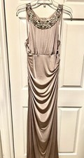 Jackie Jon Evening Gown Size 16.  Beaded Neckline, Sparkling Glitter Fabric.
