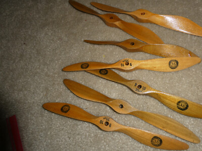 Lot of 7 Vintage RC Airplane Super Dynamic Wood Propellers 9-10