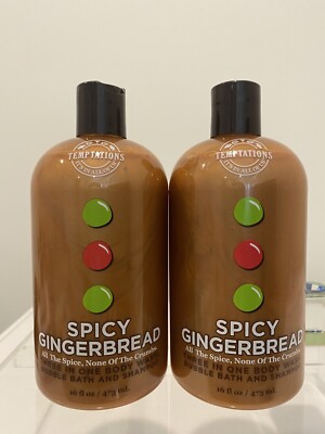 x2 Bath Body Works Temptations Spicy Gingerbread 3-in-1 Wash Bubble Shampoo Set