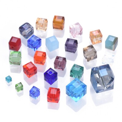 3/4/6/8/10mm Cube Square Faceted Czech Crystal Glass Loose Crafts Beads Lot DIY