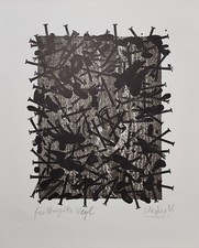 Günther Uecker handsigniert gewidmet datiert - Lithografie/Bütten seltenes Blatt