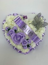 Artificial  Funeral Flowers heart Wreath Memorial Grave Tribute Dad MUM pink red