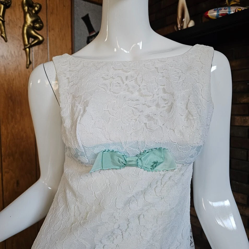 Vestido De Colección Años 60 Youthquake Mod Hippy Boda Formal Anfitriona Watteau Baile de graduación XS/S Foto 2 de 4