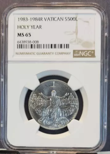 1983 1984 VATICAN SILVER 500 LIRE HOLY YEAR NGC MS 65 SCARCE GEM BU
