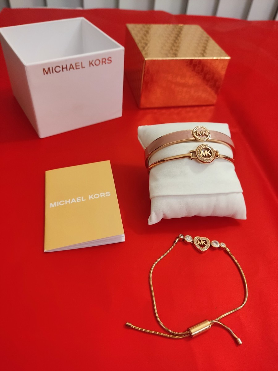 Set Of 3 Bracelet Michael Kors Logo Rose Gold & Dusty Rose  display picture 2