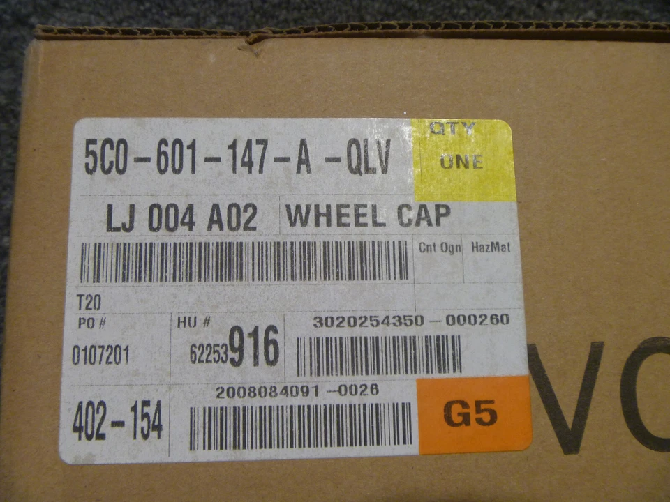 2011-2014 Volkswagen Jetta Wheel Hub Cover Cap 5C0601147AQLV OEM New 2012 2013 - Image 2 of 2