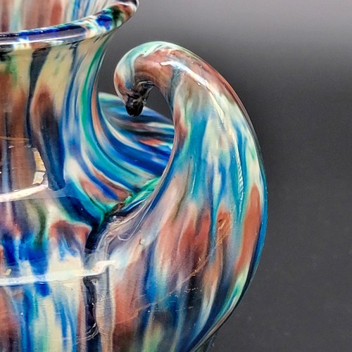 Vintage Awaji Pottery Vase Art Deco Japanese White Blue Flambe Glaze Glossy READ - Picture 13 of 22