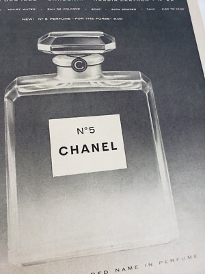 Chanel No. 5 Perfume Cologne Bottle Ad Vintage 1957 Magazine Print