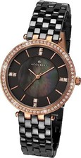 Accurist Women's Watch 8163 Ceramic Case Bracelet Diamond Set Mother Of Pea