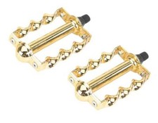 VINTAGE LOWRIDER BICYCLE FLAT TWISTED PEDALS IN GOLD COMPATIBLE WITH 1/2 CRANK.