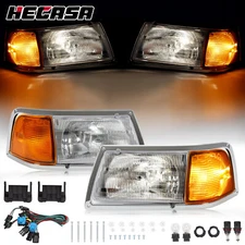 Pair Headlight w/Adjusters + Corner Light & Bezel For Peterbilt 375 385 Halogen
