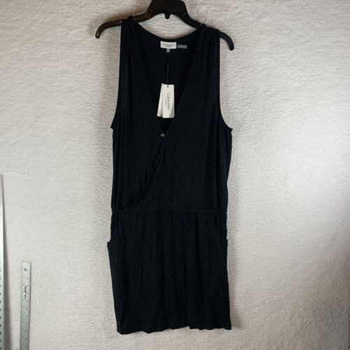 Calvin Klein Swim Cover-Up Women's L/XL Black Rayon Surplice Neck Racerback 9862