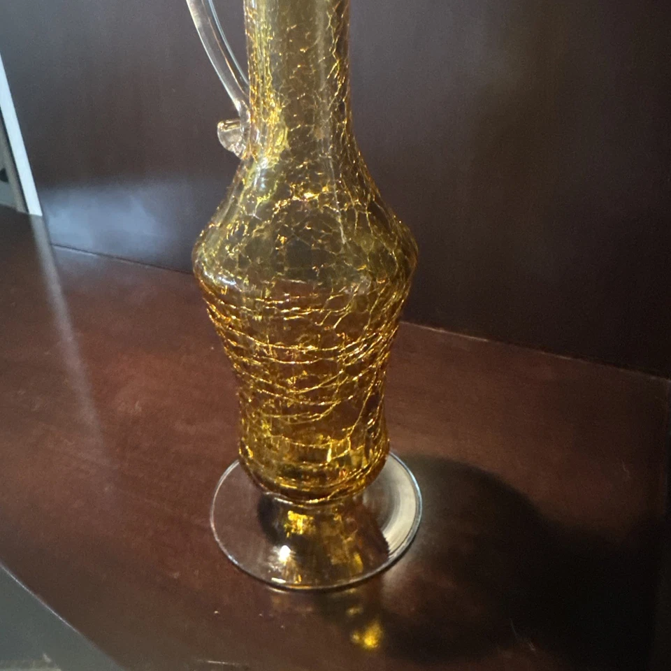 Vintage MCM Kanawha 14.5 “Amber Glass decanter genie bottle w/flame stopper - Image 4 of 4