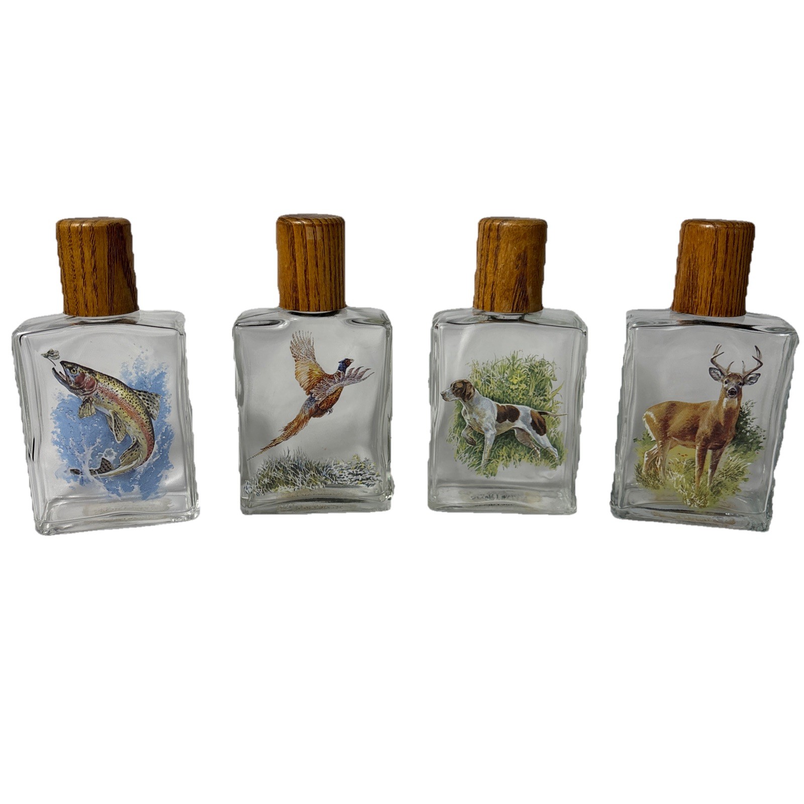 Lot of 4 Houbigant Vintage Sportsman Aftershave 4oz Bottles with Wood Cap Empty