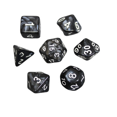Carbon Black Marbled DND Würfelset, 7-teiliges Würfelset, Rollenspiel Würfel mit
