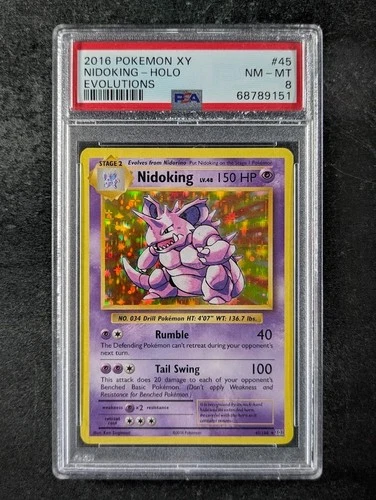 2016 Pokemon NIDOKING #45/108 Evolutions Galaxy Holo Rare English PSA 8