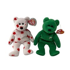 Ty Beanie Babies Chinook & Erin Bears 2000 Set Canada Ireland 9” Plush Bundle