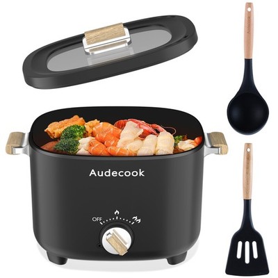 Hot Pot Electric 2.5L Portable Nonstick Multicooker Skillet Dual Power