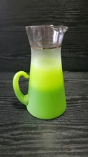 Blendo 1950s Frosted Lime GreenGlass Pitcher Gold Band