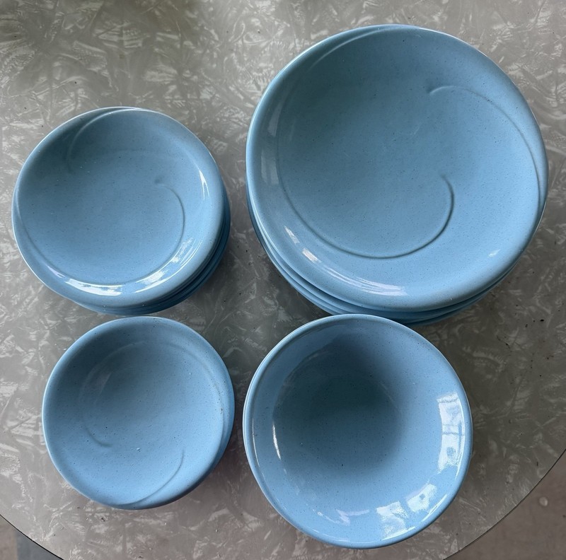 Frankoma Set Of 4 Each 4F, 4G, 4E, 4Z Robin Egg Blue.  New, Mint Condition