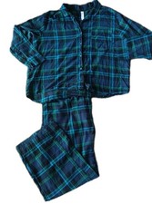 Stars Above Pajamas PJ Set Size XXL Long Sleeve Blue Green Plaid 2 Piece Set