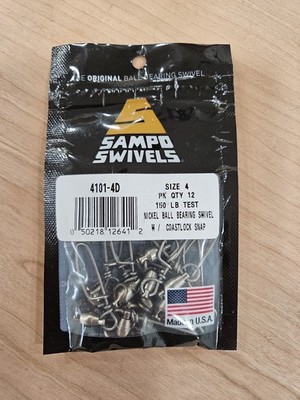 Sampo Swivels 4101-4D Size 4 Nickel Ball Bearing Swivel Coastlock Snap 150 lb 12