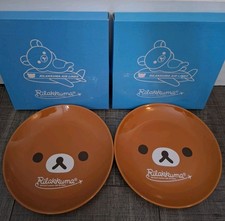 San-x Rilakkuma Brown Plates X 2 Lawson  Rilakkuma Air Lines 2010 Boxed Japan 