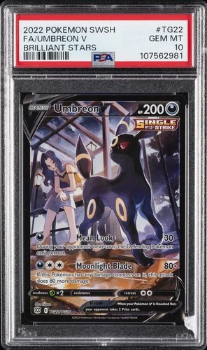 2022 POKEMON SWORD & SHIELD BRILLIANT STARS #TG22 FULL ART/UMBREON V PSA 10