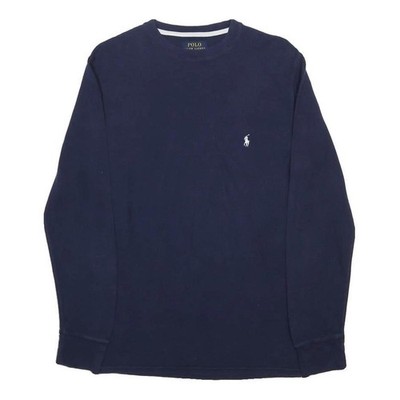 POLO RALPH LAUREN Herren Navy Uni Baumwolle Pullover Rundhals Basic Strick M Freizeit