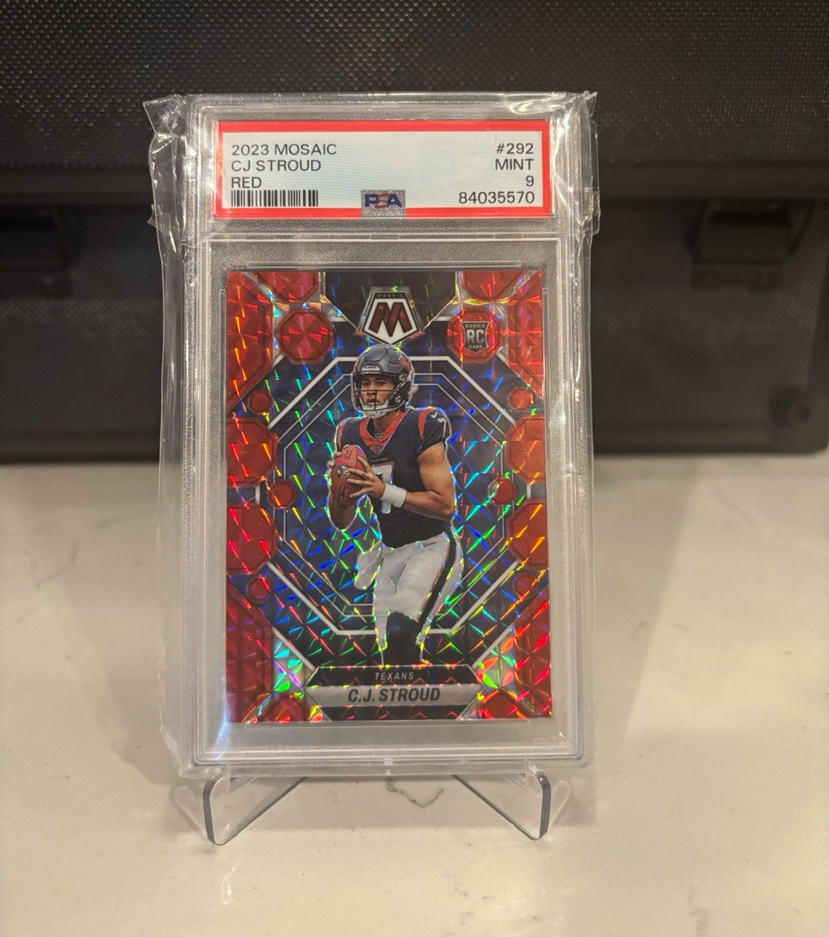 Panini 2023 Red Mosaic C.J. Stroud Rookie #292 PSA 9 Houston Texans