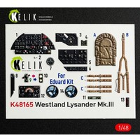 Kelik K48165 - 1:48 Westland Lysander Mk.Iii - Interior 3D Decals For Eduard Kit